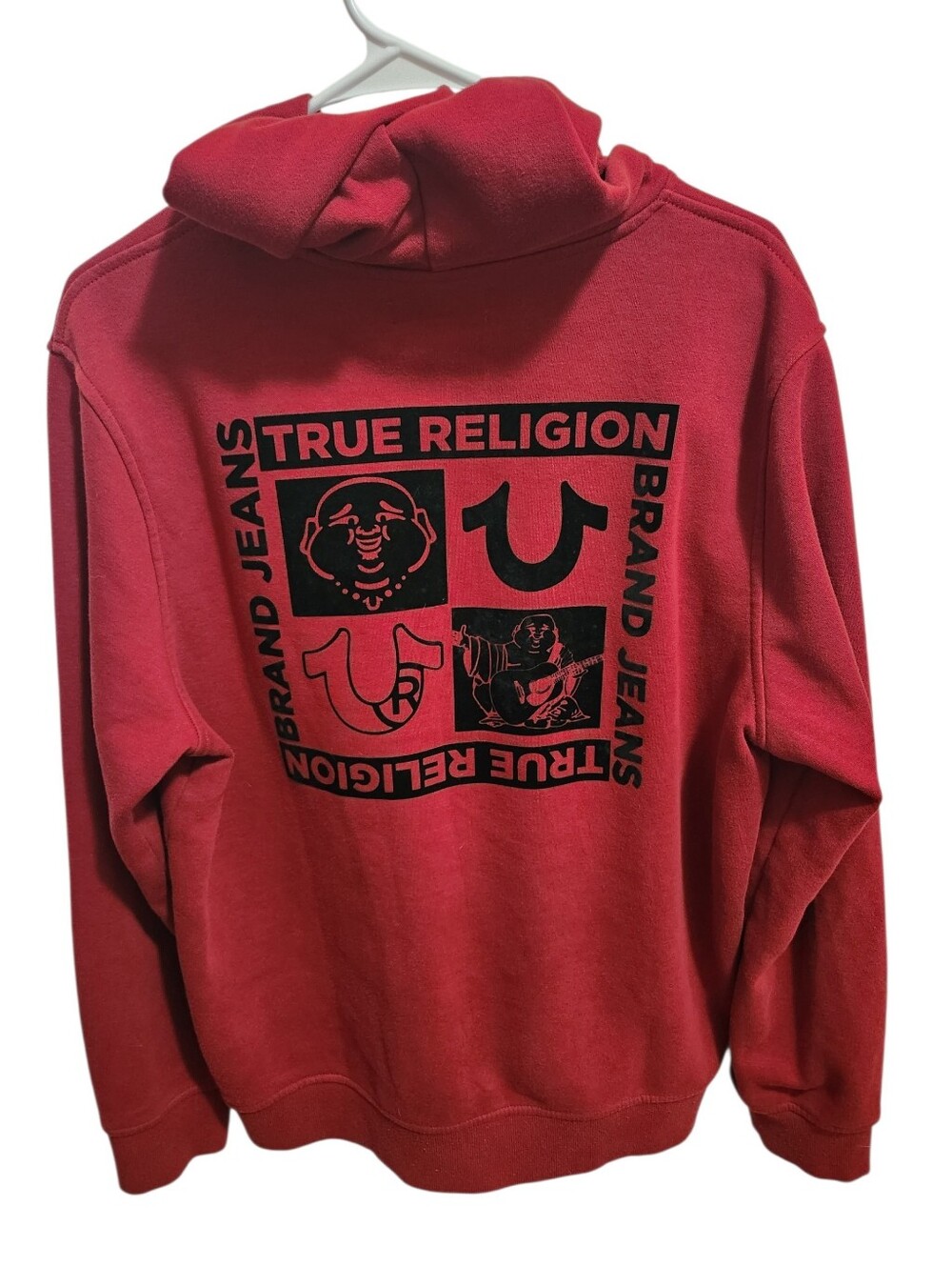 Men's True Religion Buddha Multi Logo Flock Full Zip Hoodie Size Large